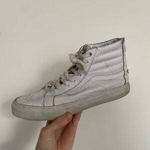 White Leather Hightop Vans